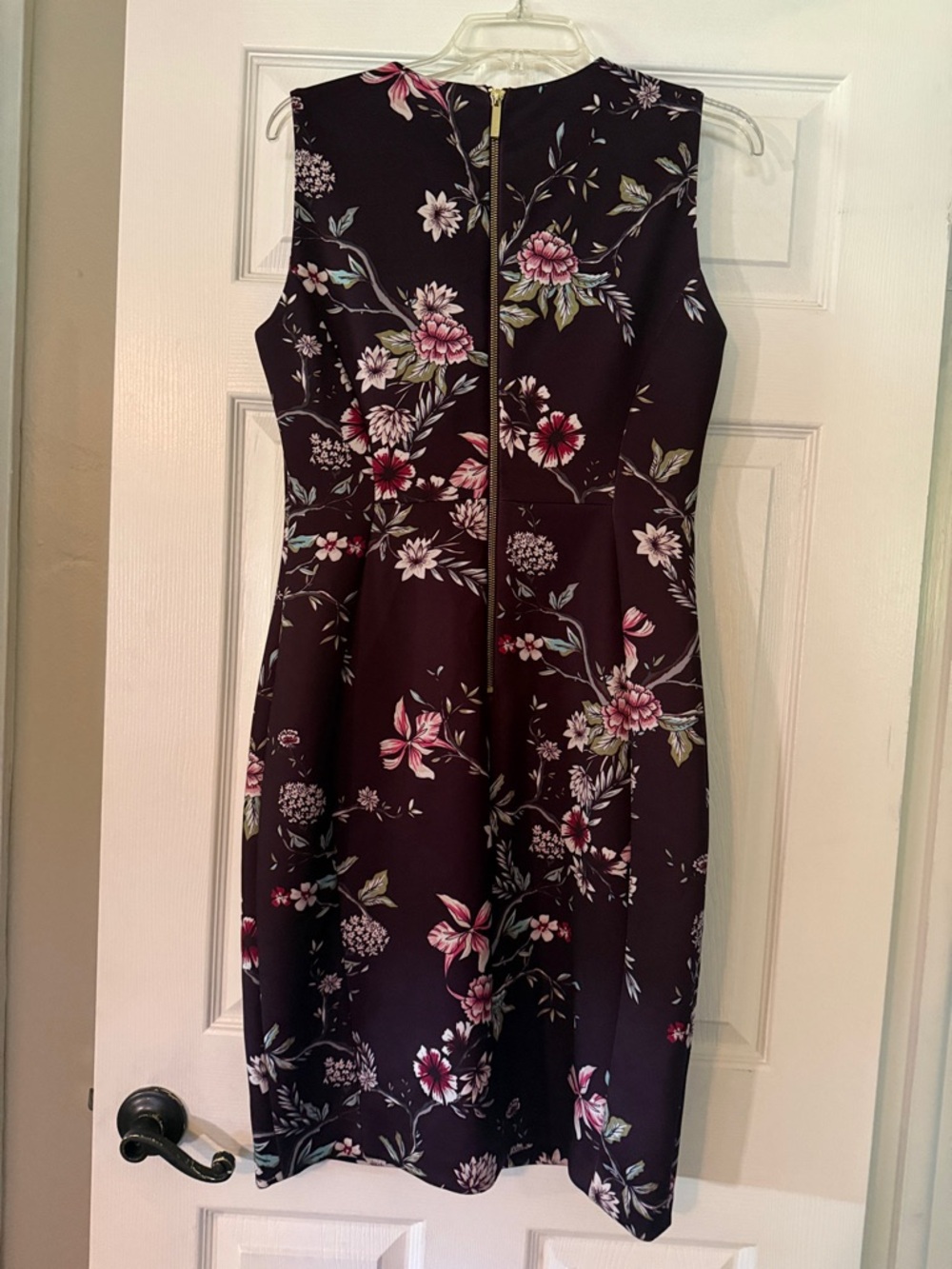 Calvin Klein Brown Midi Dress with Pink, cream and green Floral Pattern - Picture 4 of 4